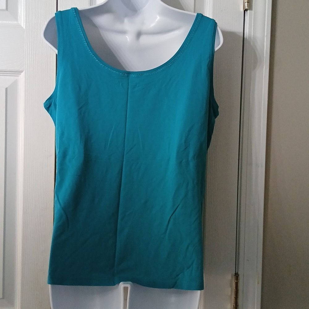 Peck & Peck weekend turquoise tank top Sz L - Picture 4 of 5